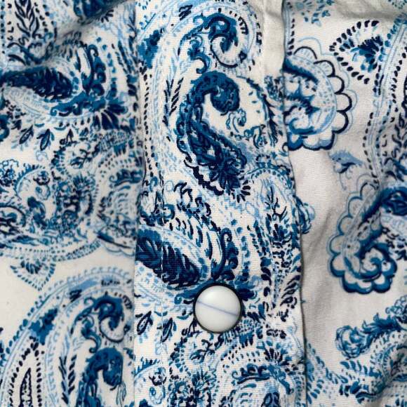 Rafter C Men's Blue Paisley Pearl Snap Short Sleeve Western Shirt - Picture 3 of 4